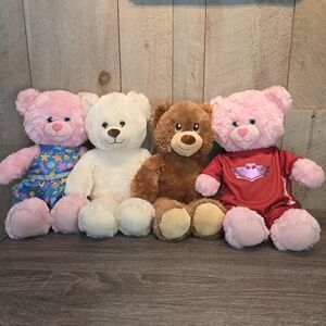 Build A Bear Plush Teddy Bear Stuffed Animal Toy Brown Pink Black White Qty 4